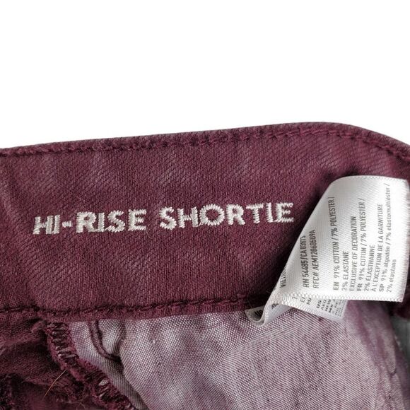 AEO American Eagle Hi Rise Shortie Shorts Jean Frayed Cuffed Hem Super Stretch - Picture 3 of 6